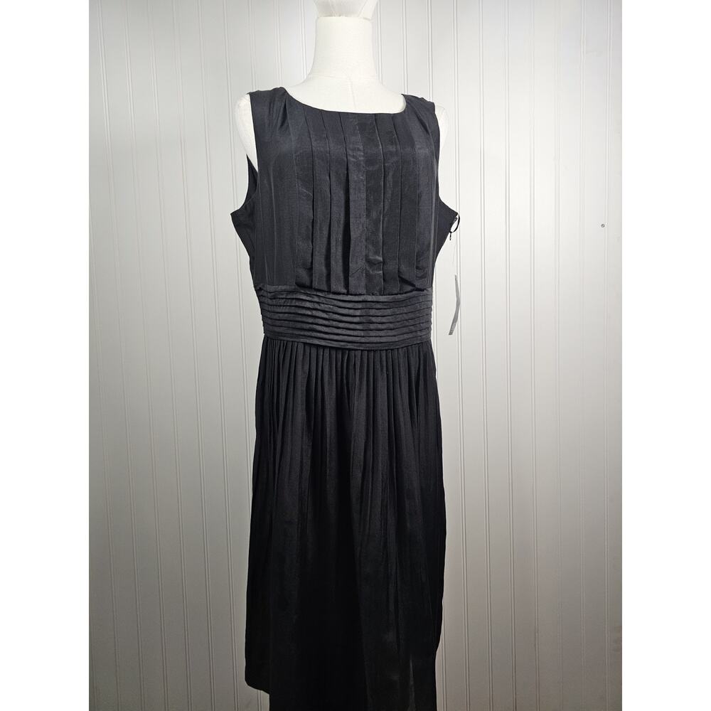 Ann Klein Silk Blend‎ Monterrey Bay Black Sheath Dress Women's Size 12 NWT